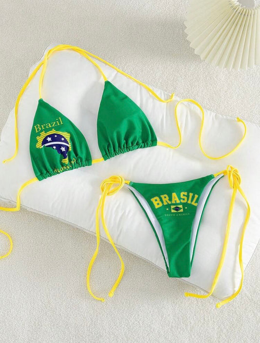 Brazil Green and Yellow Bikini